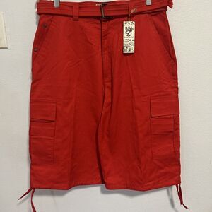 BTL Cargo Shorts Mens‎ 34 Red Baggy Streetwear Y2K Hip Hop 90s
